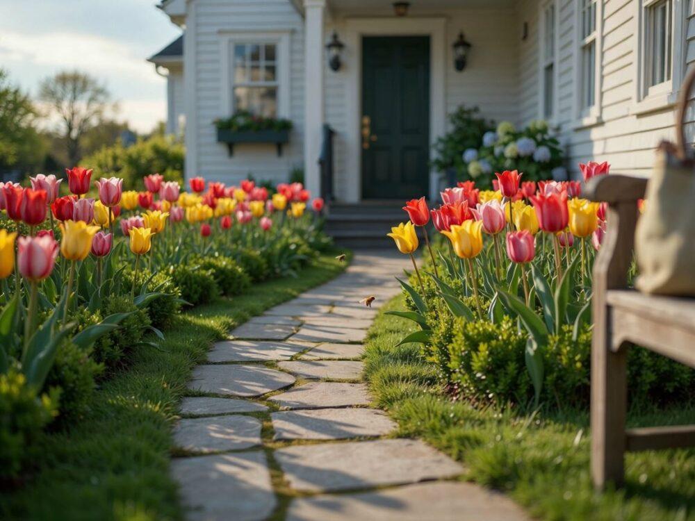 Kolorowe tulipany w ogrodzie